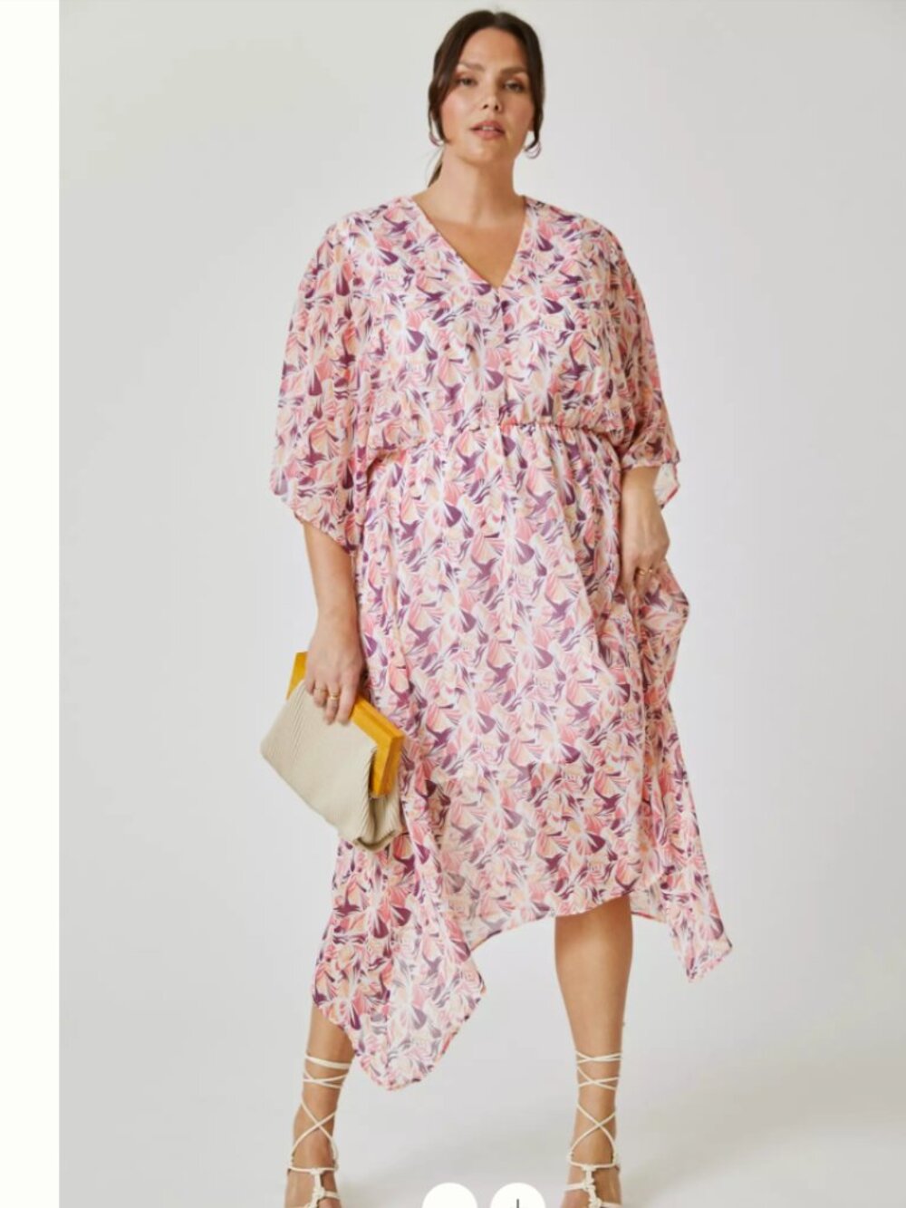 NEW Anthropologie Hutch Augusta Pink Multi Asymmetrical Floral Midi Dress